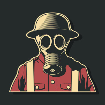 World War 1 Gas Mask Vector Illustration 