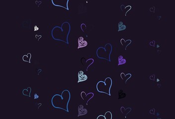 Light Pink, Blue vector backdrop with sweet hearts.