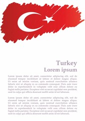 Flag of Turkey, Republic of Turkey. Template for award design, an official document with the flag of Turkey. Bright, colorful vector illustration.
