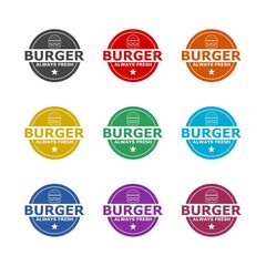 Fototapeta na wymiar Burger icon, color set