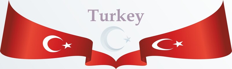 Flag of Turkey, Turkish flag, Bright, colorful vector illustration