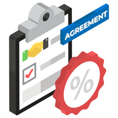 
Shopping agreement with quality badge, isometric icon 
