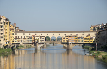 Ponte Vecchio in Florence over the Arno river and Vasari Corridor
