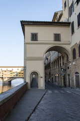 Ponte Vecchio in Florence over the Arno river and Vasari Corridor