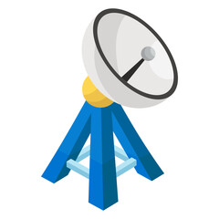 
Radio tower vector, isometric icon of parabolic dish 
