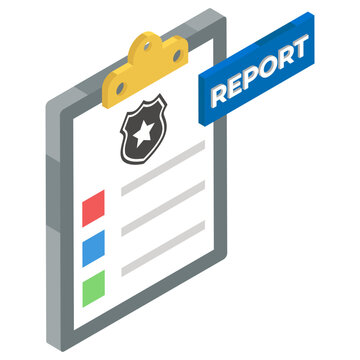 
A Legal Police Document Depicting Crime Report, Isometric Vector
