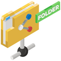 
Icon of shared folder, share symbol on folder in isometric design 
