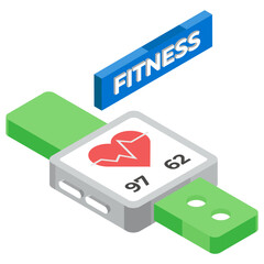 
Wearable fitness tracker icon in isometric vector design 
