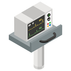 Fototapeta premium Ecg monitoring machine, isometric design of electrocardiogram 