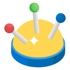 
Pinned needles in a small cushion depicting pincushion 
