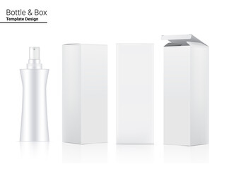 Glossy Pump Bottle Mock up Realistic Cosmetic and 3 Dimensional Box for Whitening Skincare and Aging anti-wrinkle merchandise on White Background Illustration. Health Care and Medical.