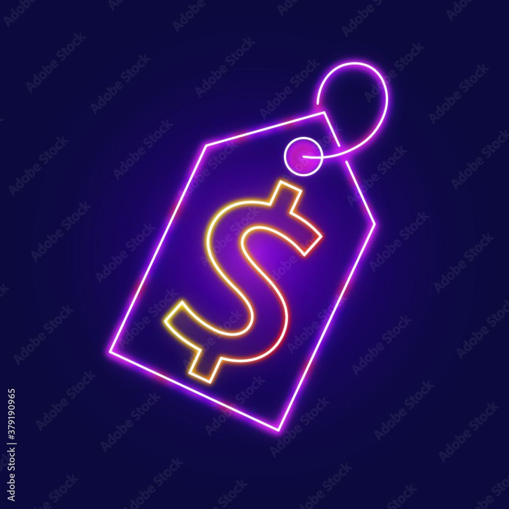 Wall mural icon neon dollar