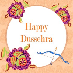 Banner with Indian ornaments, with happy dussehra stock vector illustration, for design and decoration, postcard, poster