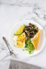 White Fish with Avocado and Noodles