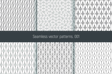 A set of seamless linear patterns. Collection of geometric Byzantine backgrounds. Repetitive linear texture for Wallpaper, packaging, banners, invitations, business cards, fabric in Oriental style - obrazy, fototapety, plakaty