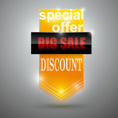 Sale banner design. Orange trendy discount poster, special offer.