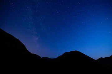 a view of the stars and milky way galaxy from glen etive in the argyll region of the highlands of scotland during a clear dark autumn night