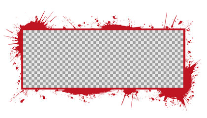 red brush painted ink stamp frame with transparent place for your design element 
