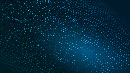 Abstract technology particle background. Big data, artificial intelligence, music hud. Blockchain and cryptocurrency. Vector