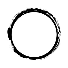 Obraz premium round brush painted ink stamp frame with with place for your design element 