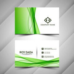Fototapeta premium Abstract green wavy business card design
