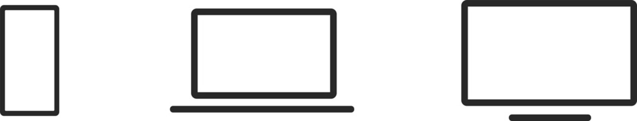 Obraz premium Device icons: smartphone, laptop, TV or desktop computer
