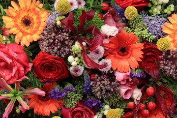 Wedding arrangement in bright colors