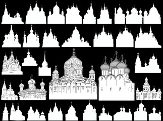 large collection of church and cathedral white silhouettes