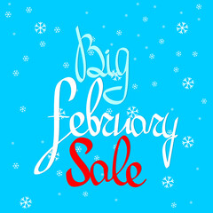 Big February Sale, poster design template, discount banner, vector illustration