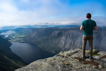 Fototapeta premium Reinaknuten Hiking Trail In Stavanger Norway On A Bright Day