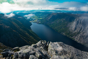 Reinaknuten Hiking Trail In Stavanger Norway On A Bright Day