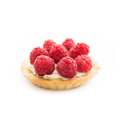 Mini tart with raspberry berries isolated on a white background