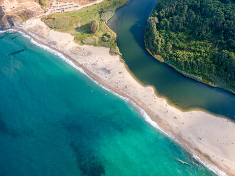 Beach at the mouth of the Veleka River, Bulgaria