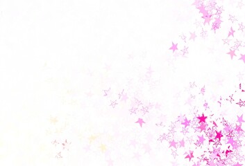 Light Pink, Yellow vector texture with beautiful stars.