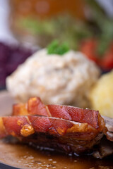 bavarian roasted pork with different dumplings