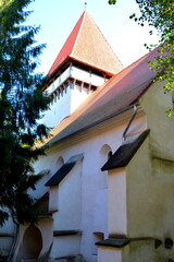 Fortified medieval saxon church in Dealu Frumos, Schoenberg, a village in Merghindeal commune in Sibiu County, Transylvania, Romania. It was first mentioned in a sale-purchase act dating back to 1280.
