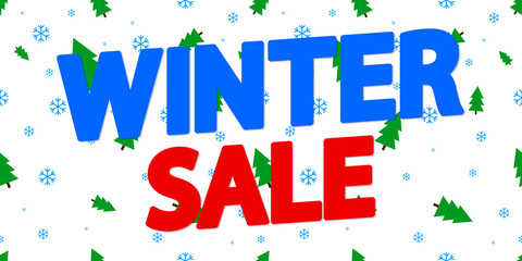 Winter Sale, poster design template, discount banner, vector illustration