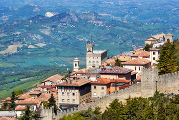 Fototapeta na wymiar San Marino Old town and city walls, Republic of San Marino