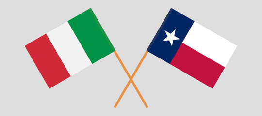 Crossed flags of Italy and the State of Texas