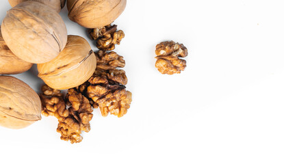 walnuts closeup on white background
