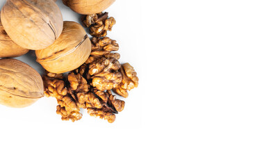 walnuts on white background