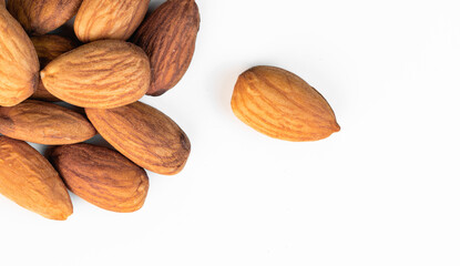 almond nuts closeup on white background