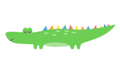 Cute colorful crocodile childish drawing adorable isolated illustration