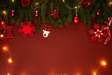 christmas background with red decor