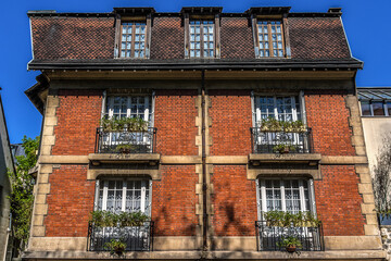 Picturesque old house on the Montmartre hill. Paris. France. Montmartre area is most popular destinations in Paris.