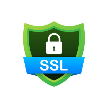 Secure connection icon vector illustration isolated on white background, flat style secured ssl shield symbols.