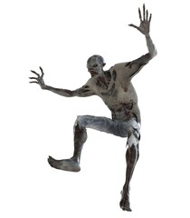 Zombie monster isolated on white 3d illustration