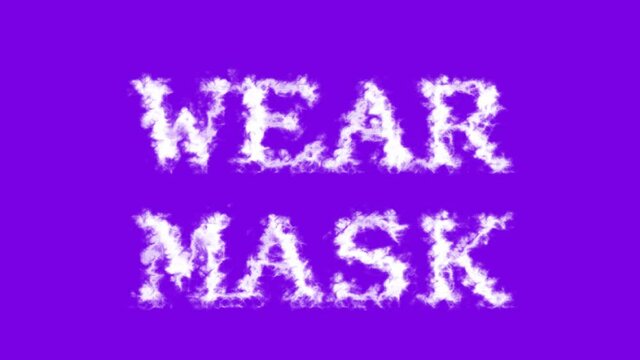 Wear Mask cloud text effect violet isolated background. animated text effect with high visual impact. letter and text effect. 