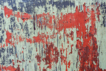 red and white painted wall, peeling paint pattern or texture