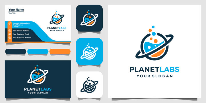 Creative planet Orbit Labor Lab abstract logo design template Vector illustration and business card design.